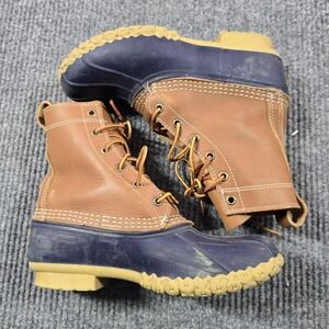 L.L. Bean Bean Boots Womens 7 Blue Brown Leather Rain Boot Made In Maine Lace Up